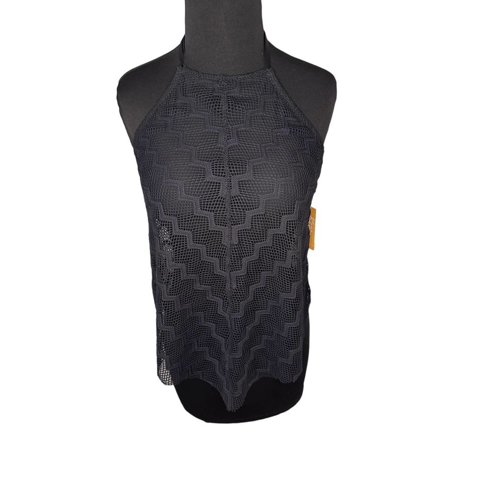 NWT Black Kona Sol Mesh Swim Top Size M (8-10) MSRP $25